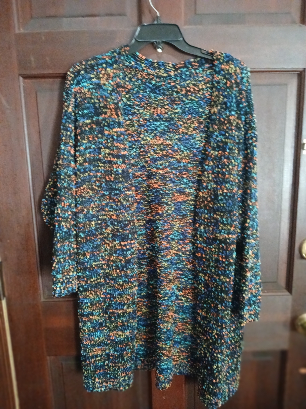 Bloomchic Black Multicolor Speckled Open-Front Women's Sweater Cardigan Size 10